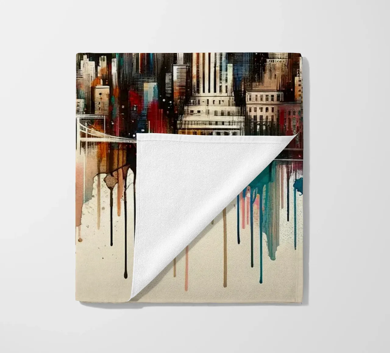 Acquerello New York Skyline telo mare da Chromatic Fusion Studio