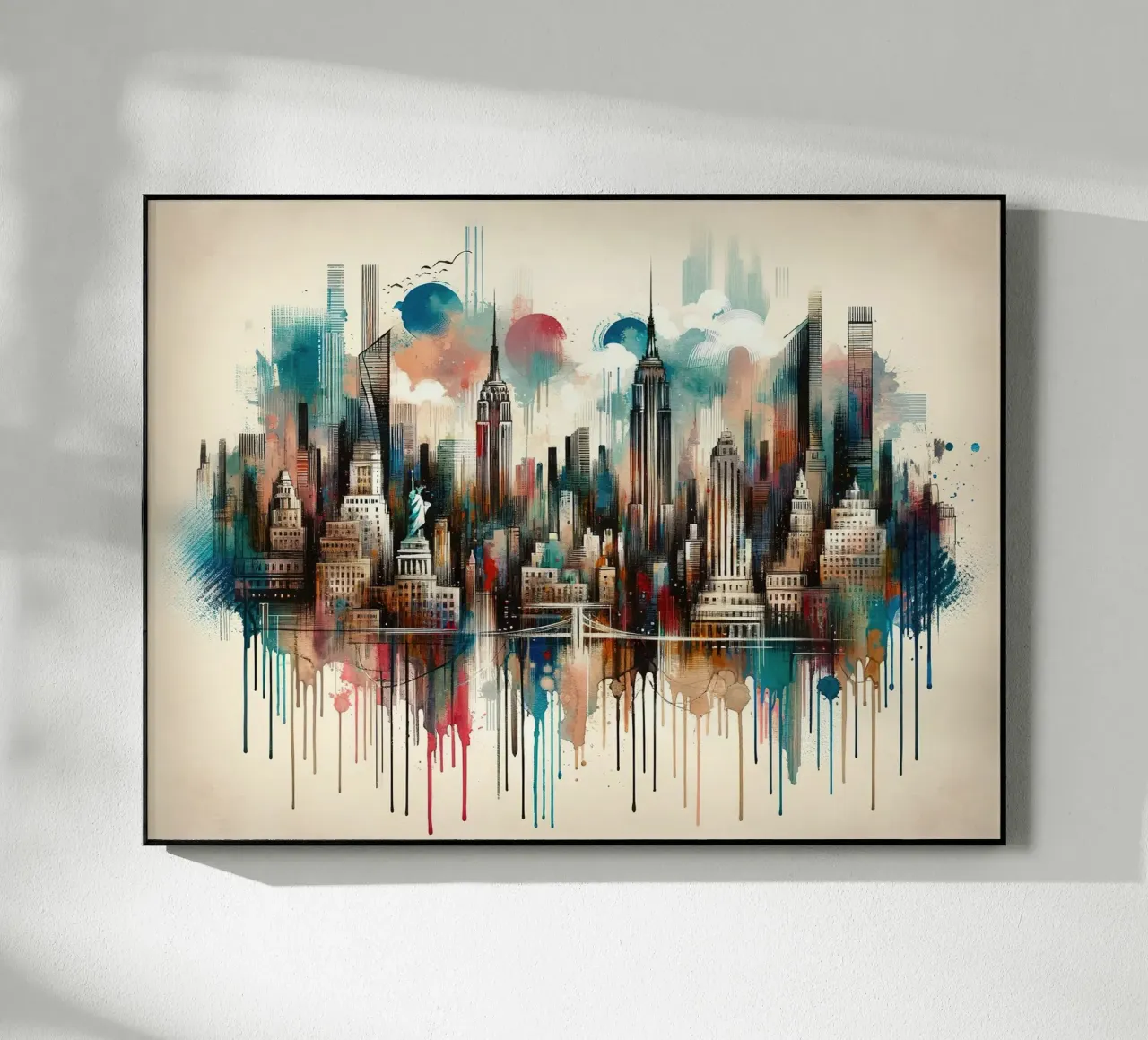 Watercolor New York Skyline acrylic glass by Chromatic Fusion Studio