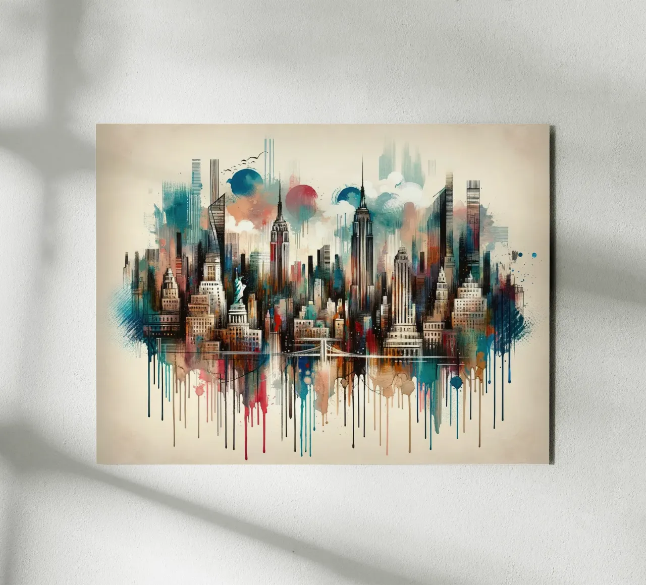 Watercolor New York Skyline forex plate by Chromatic Fusion Studio