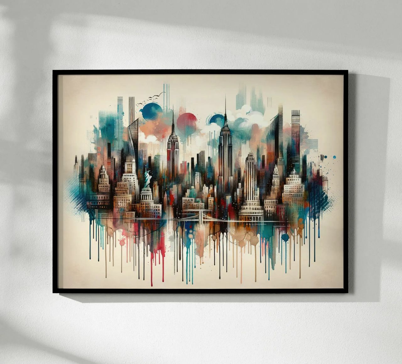 Aquarell New Yorker Skyline Poster von Chromatic Fusion Studio