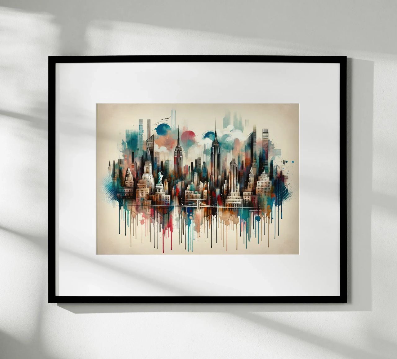 Aquarell New Yorker Skyline Poster von Chromatic Fusion Studio