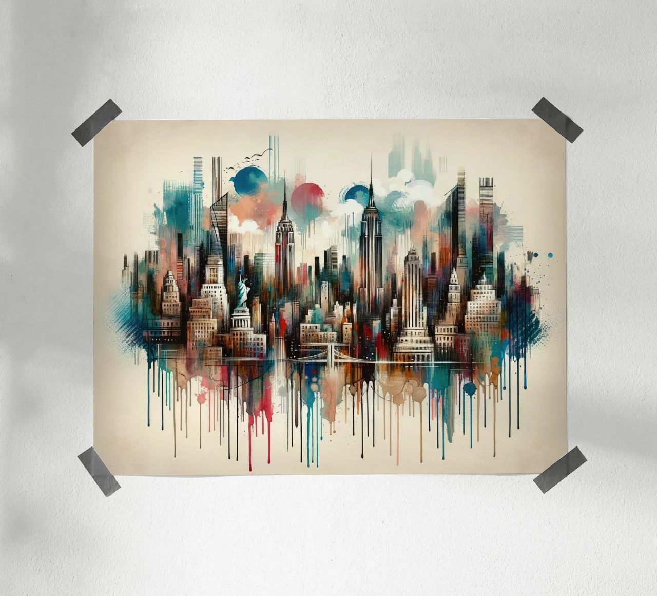 Aquarell New Yorker Skyline Poster von Chromatic Fusion Studio