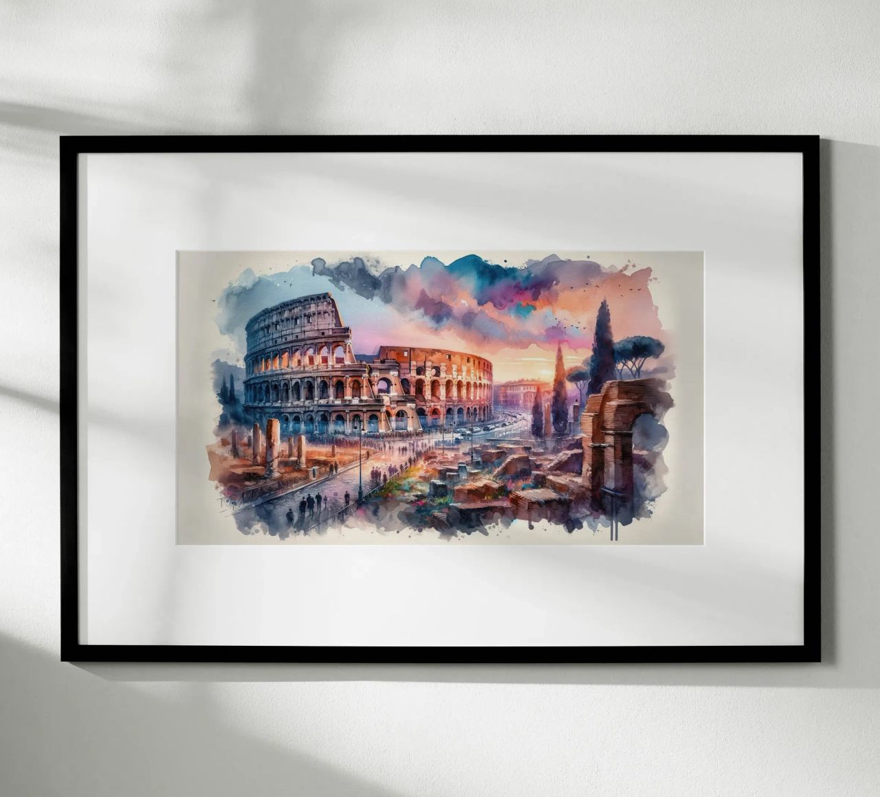 Watercolor Rome Colosseum poster by Chromatic Fusion Studio
