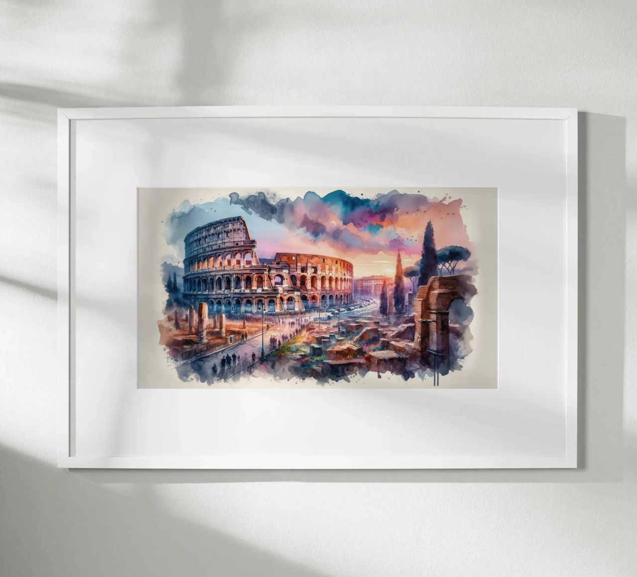 Watercolor Rome Colosseum poster by Chromatic Fusion Studio