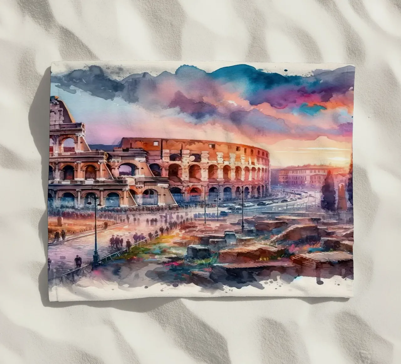 Acquerello Roma Colosseo telo mare da Chromatic Fusion Studio