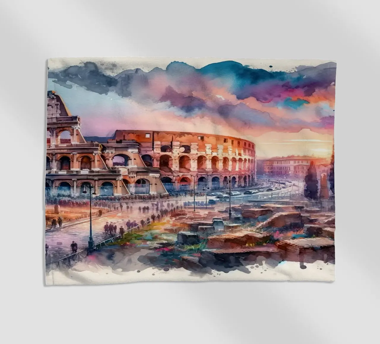 Acquerello Roma Colosseo telo mare da Chromatic Fusion Studio