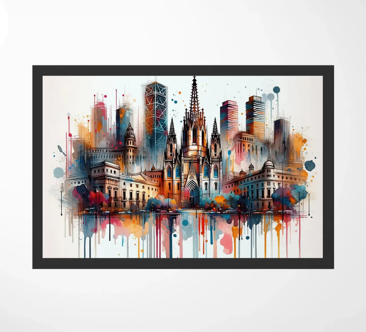 Acquerello Skyline Barcellona zerbino da Chromatic Fusion Studio
