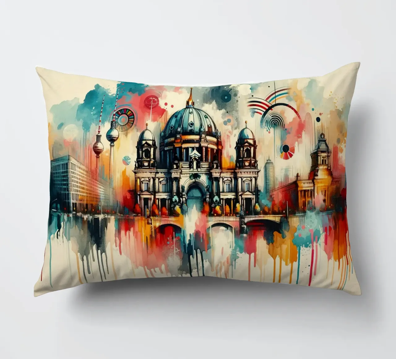 Acquerello Skyline Berlino cuscino da Chromatic Fusion Studio
