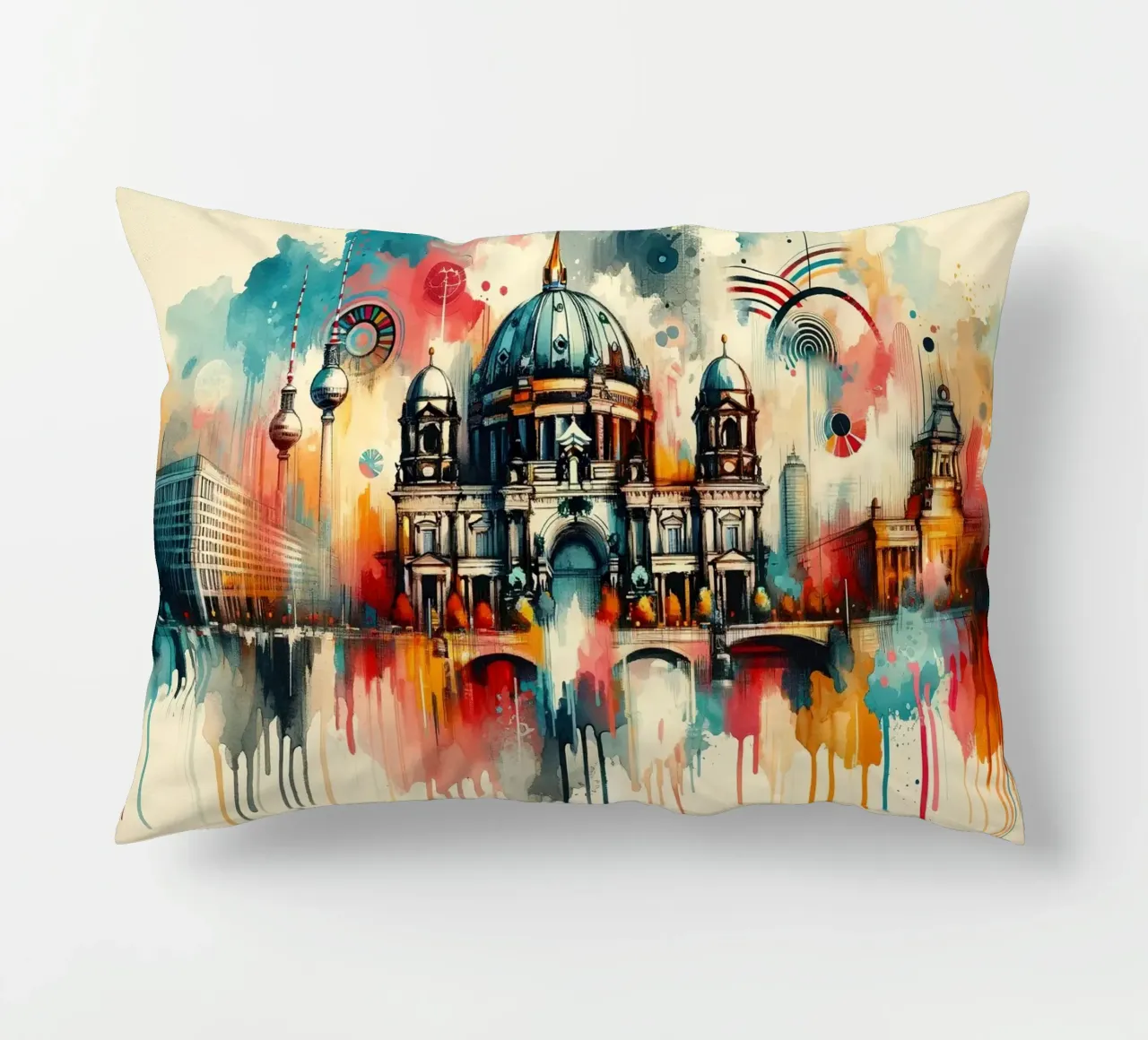 Acquerello Skyline Berlino cuscino da Chromatic Fusion Studio
