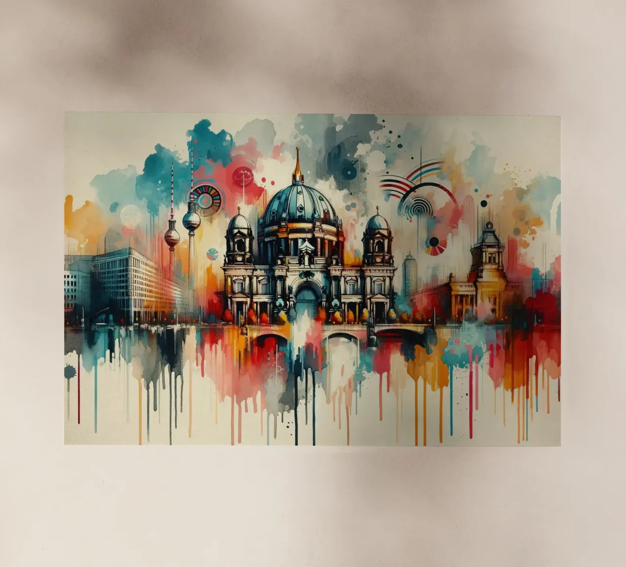 Acquerello Skyline Berlino pellicola backlit da Chromatic Fusion Studio
