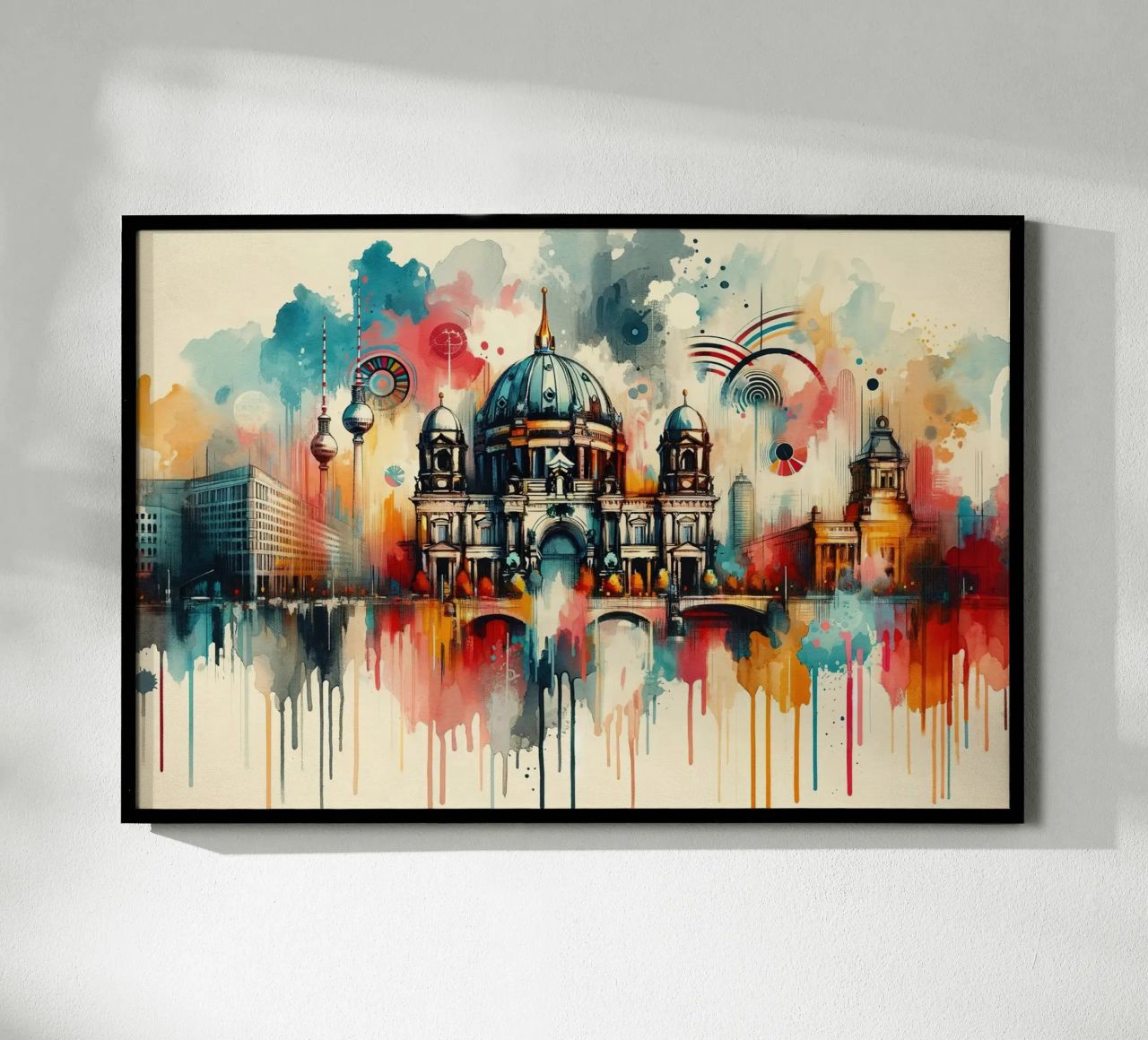 Aquarelle de l'horizon de Berlin poster de Chromatic Fusion Studio
