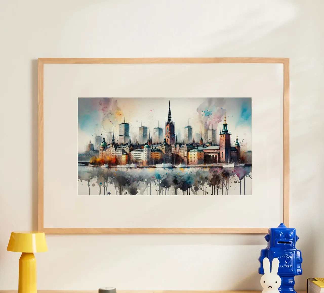 Watercolour Stockholm Skyline hahnemühle by Chromatic Fusion Studio