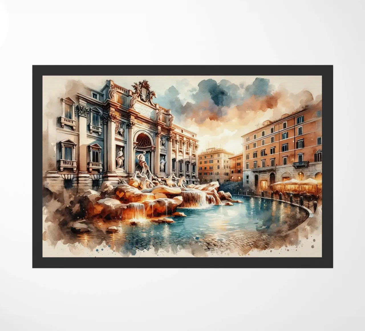 Acquerello Fontana di Trevi Roma zerbino da Chromatic Fusion Studio