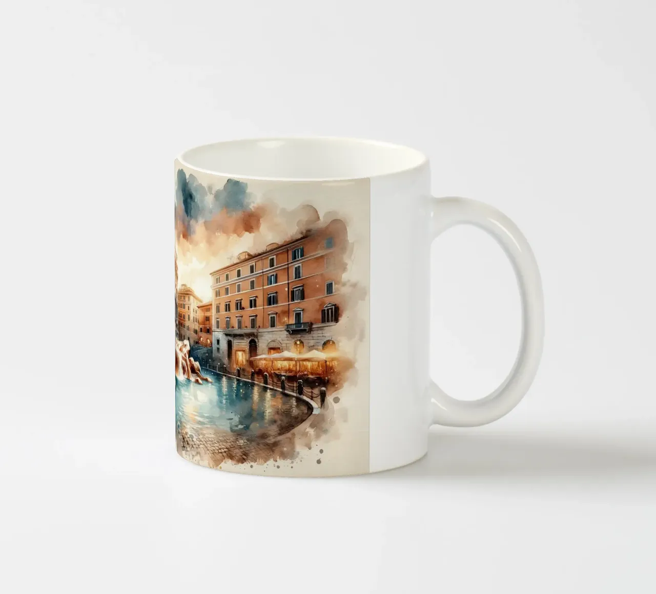 Acquerello Fontana di Trevi Roma tazza in ceramica da Chromatic Fusion Studio