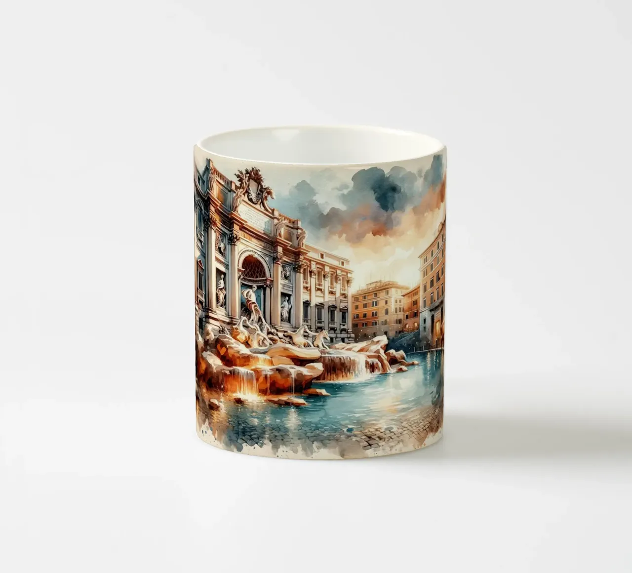 Acquerello Fontana di Trevi Roma tazza in ceramica da Chromatic Fusion Studio