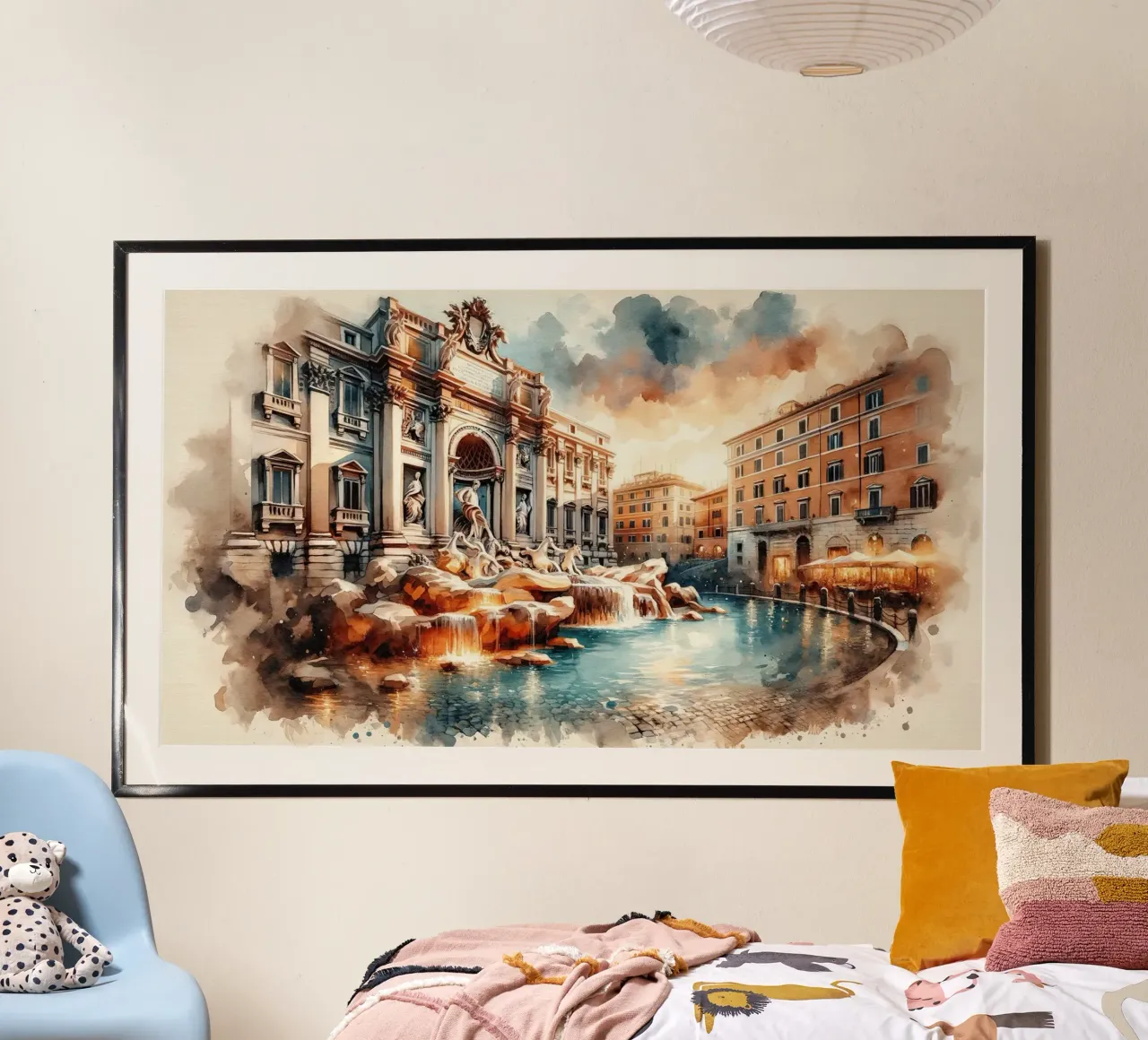 Acquerello Fontana di Trevi Roma poster da Chromatic Fusion Studio
