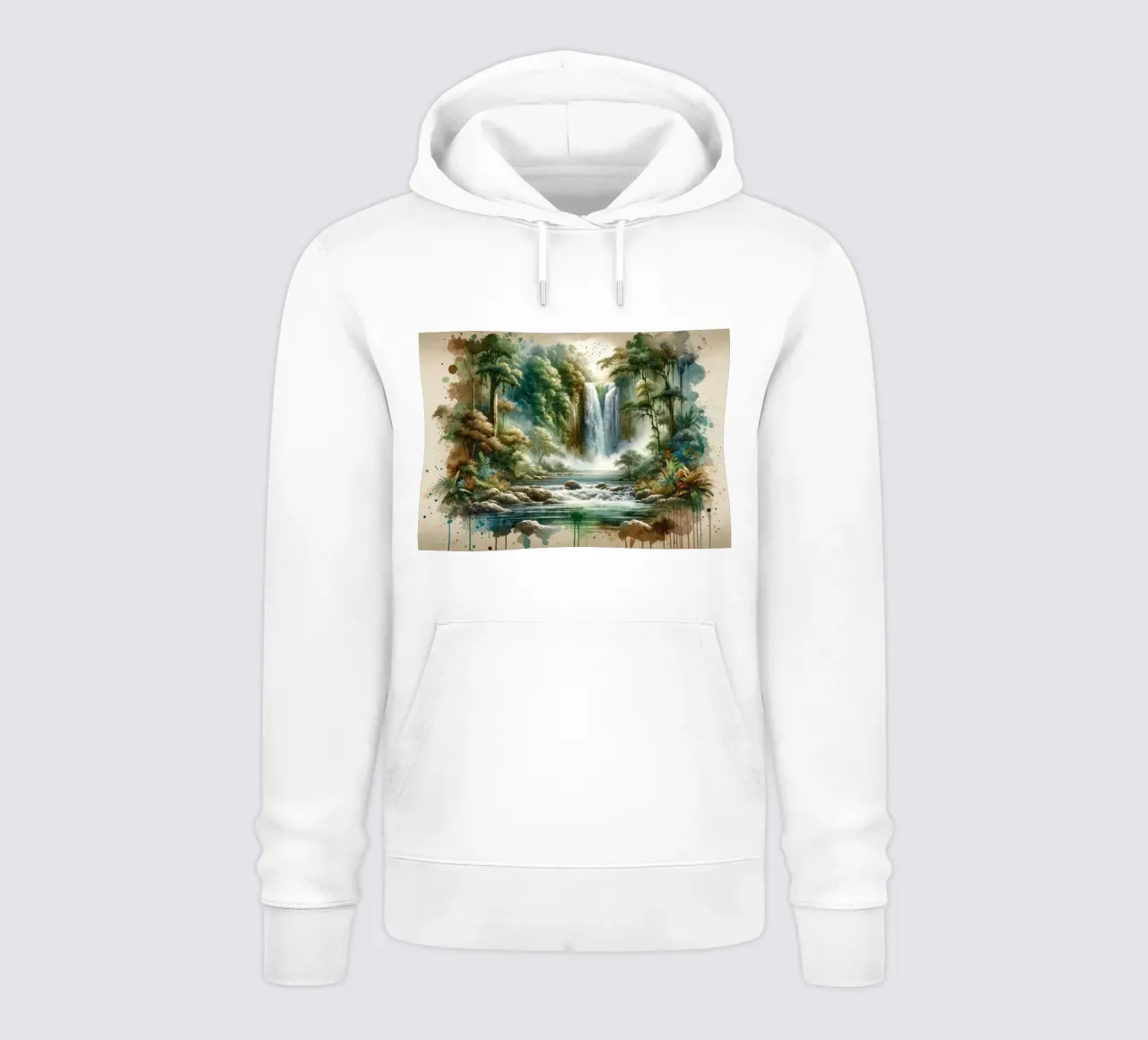 Acquerello Cascata tropicale felpa con cappuccio da Chromatic Fusion Studio