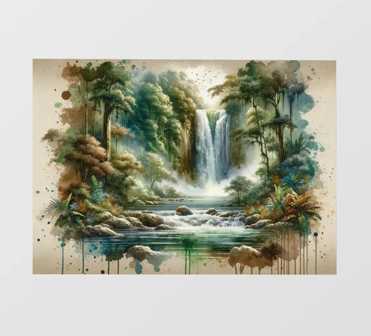 Acquerello Cascata tropicale pellicola backlit da Chromatic Fusion Studio