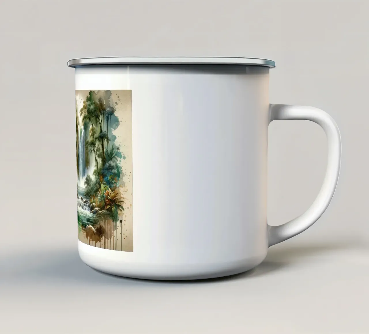 Acquerello Cascata tropicale tazza in smalto da Chromatic Fusion Studio