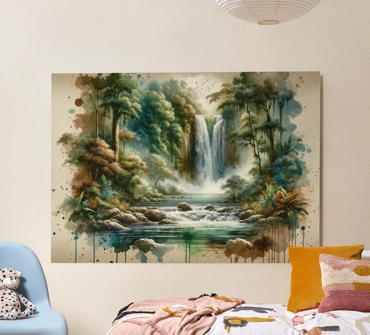 Acquerello Cascata tropicale alluminio dibond da Chromatic Fusion Studio