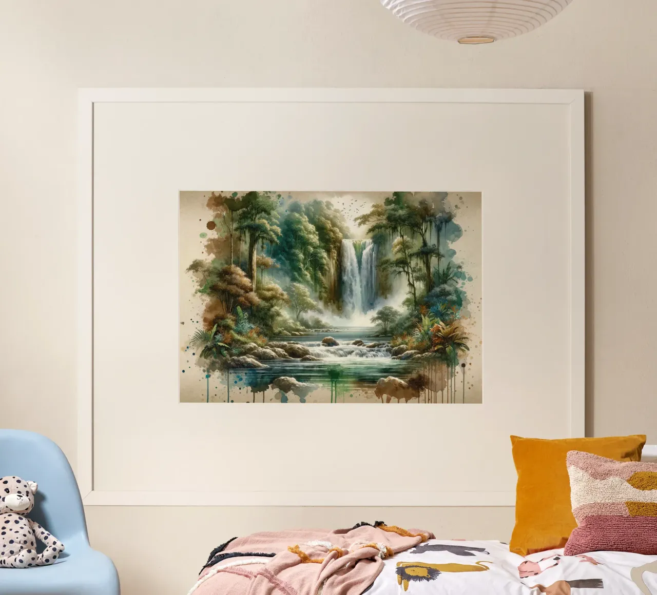 Acquerello Cascata tropicale poster da Chromatic Fusion Studio
