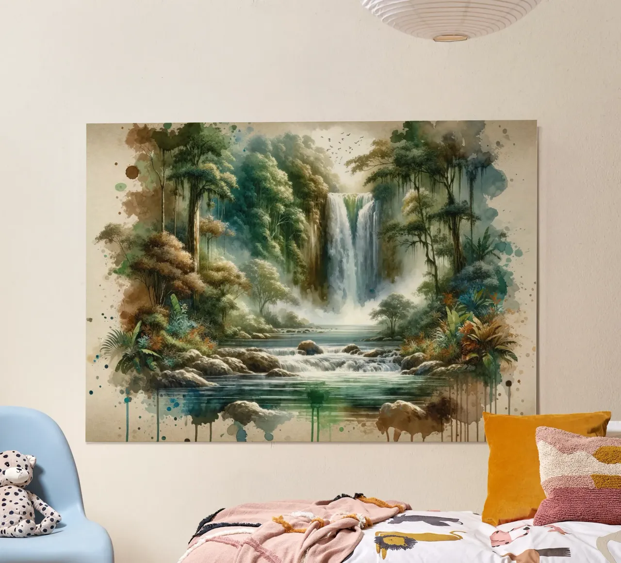 Acquerello Cascata tropicale poster da Chromatic Fusion Studio