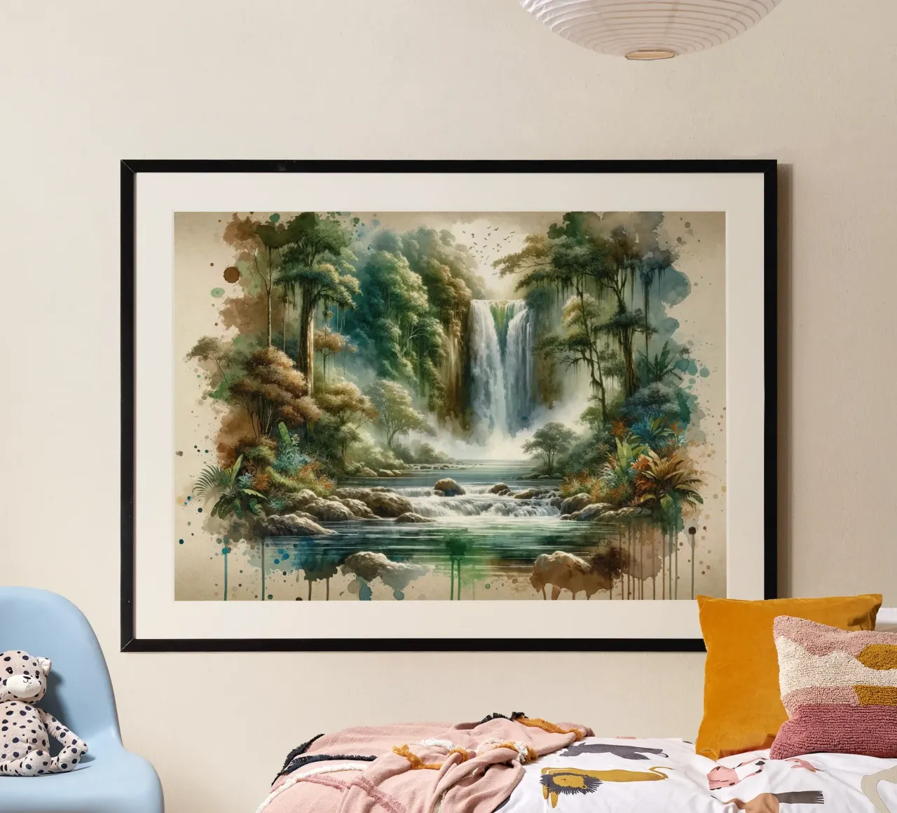 Acquerello Cascata tropicale poster da Chromatic Fusion Studio