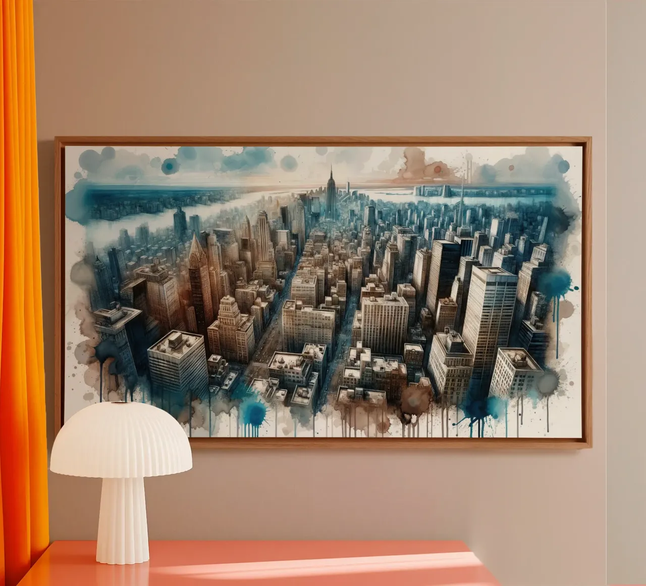 Aquarel Stedelijke Symfonie canvas van Chromatic Fusion Studio