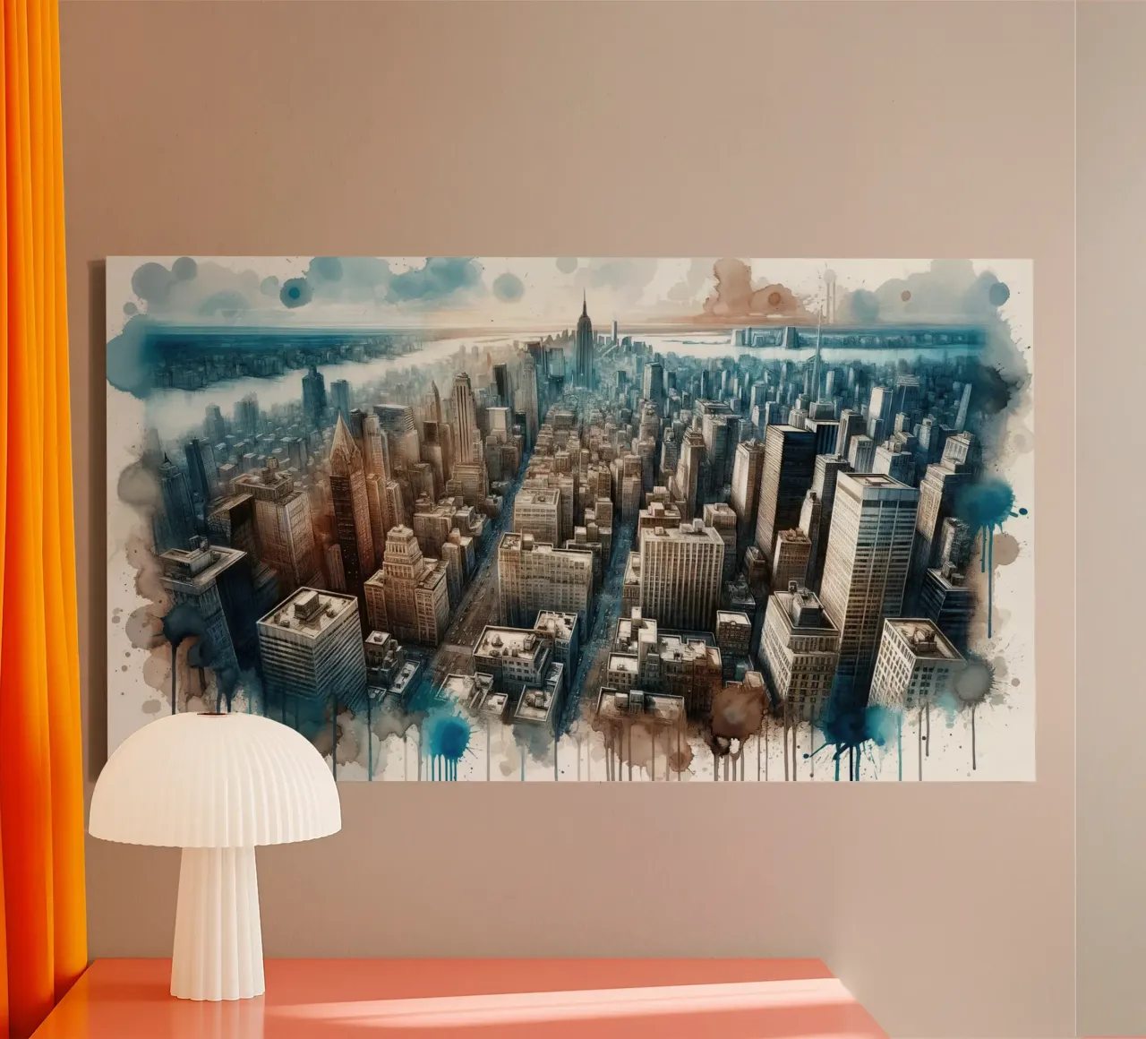 Aquarel Stedelijke Symfonie canvas van Chromatic Fusion Studio