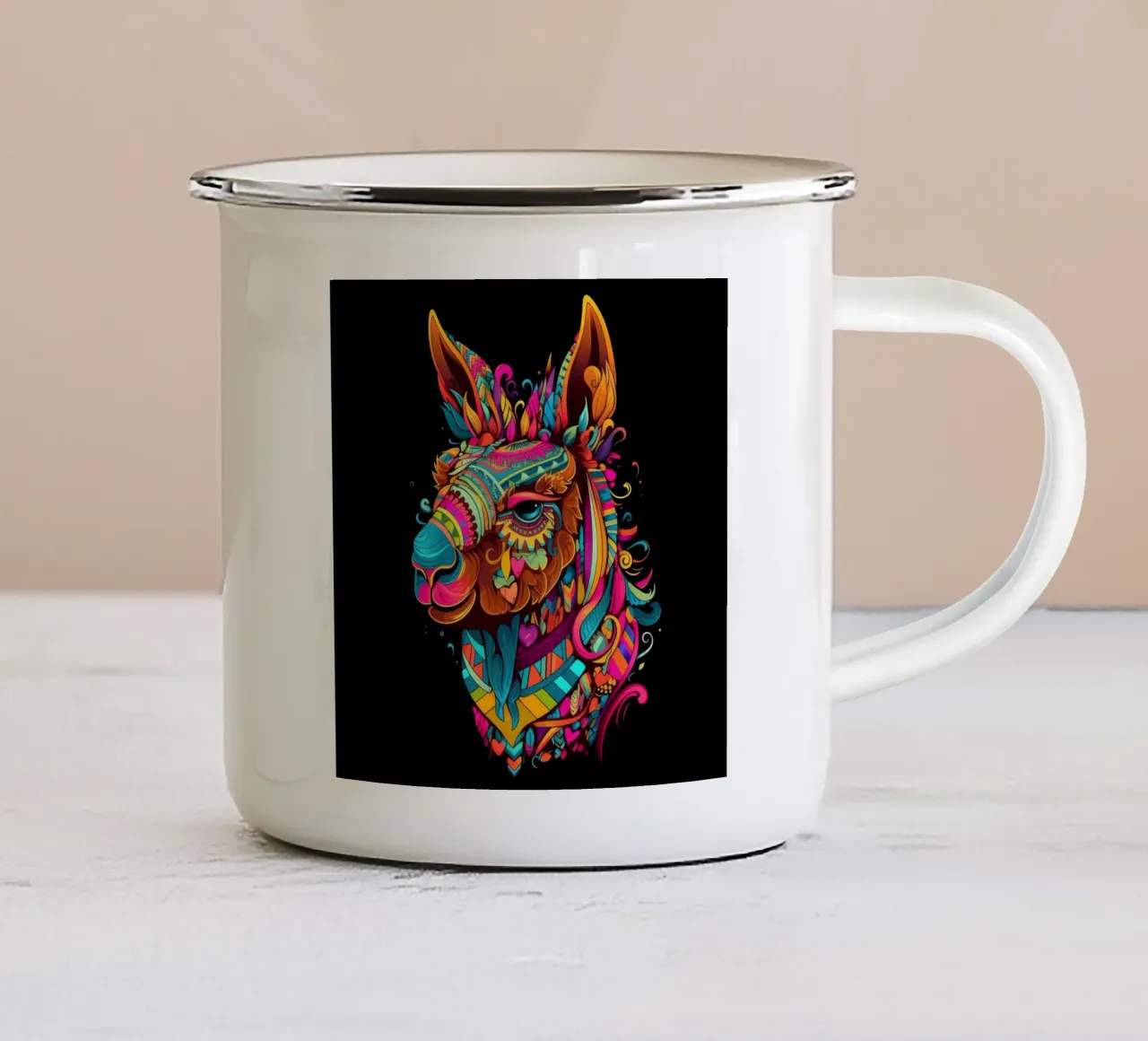 Tatoo Flamme Emaille Tasse von Animal Portraits