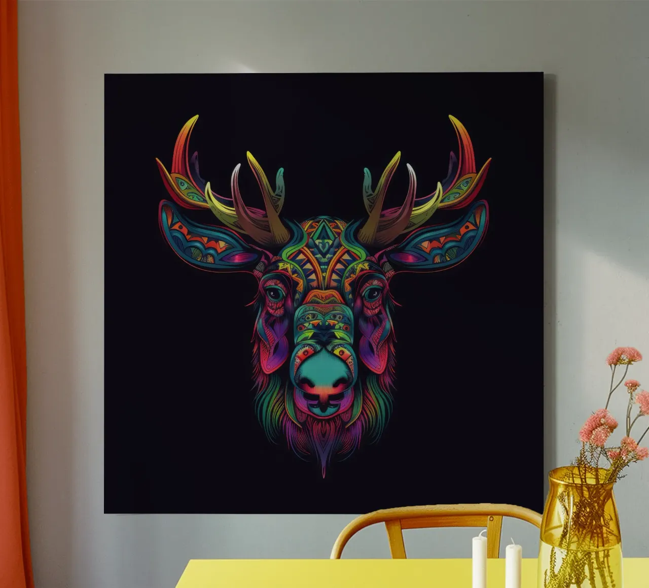 Tatoo Moose canvas by Animal Portraits