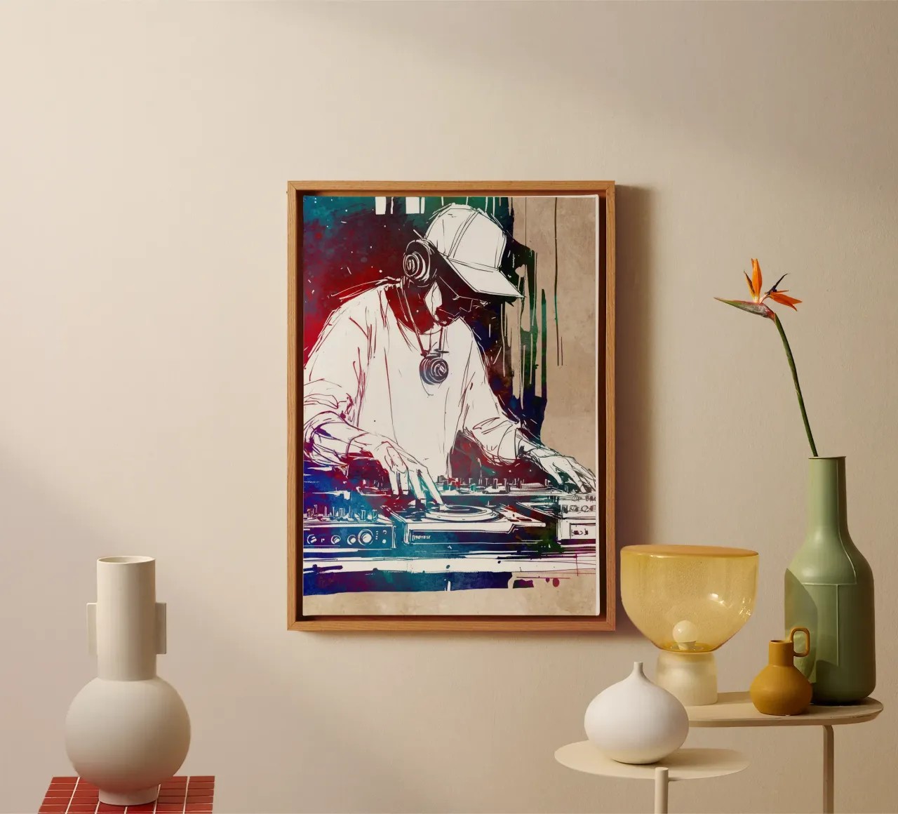 Dj console muziek kunst canvas met Baklijst van Justyna Jaszke JBJart