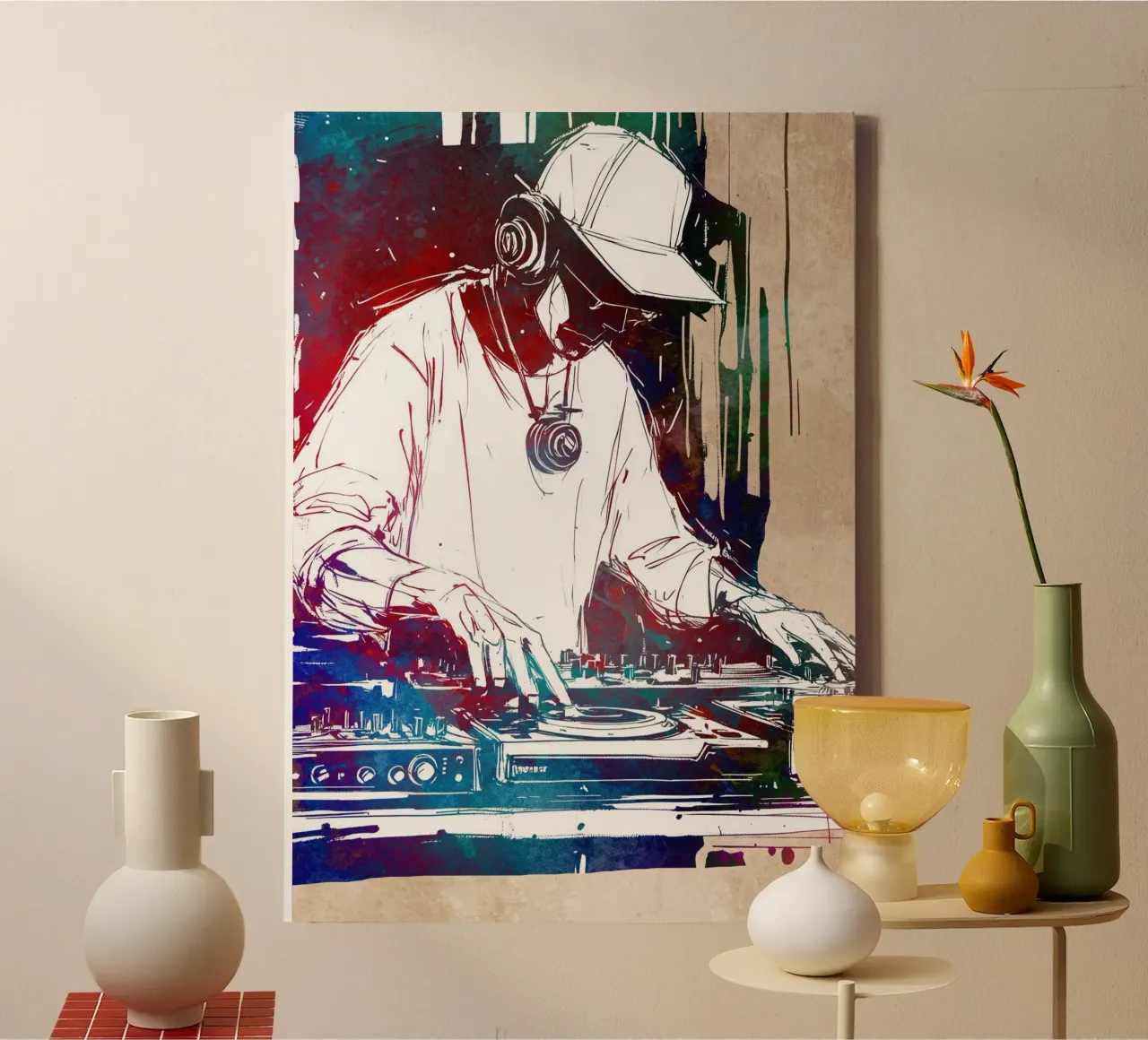 Dj console muziek kunst canvas met Baklijst van Justyna Jaszke JBJart
