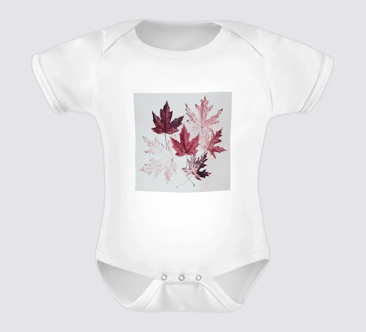 Leaves red maple short-sleeve baby romper by Teresa André