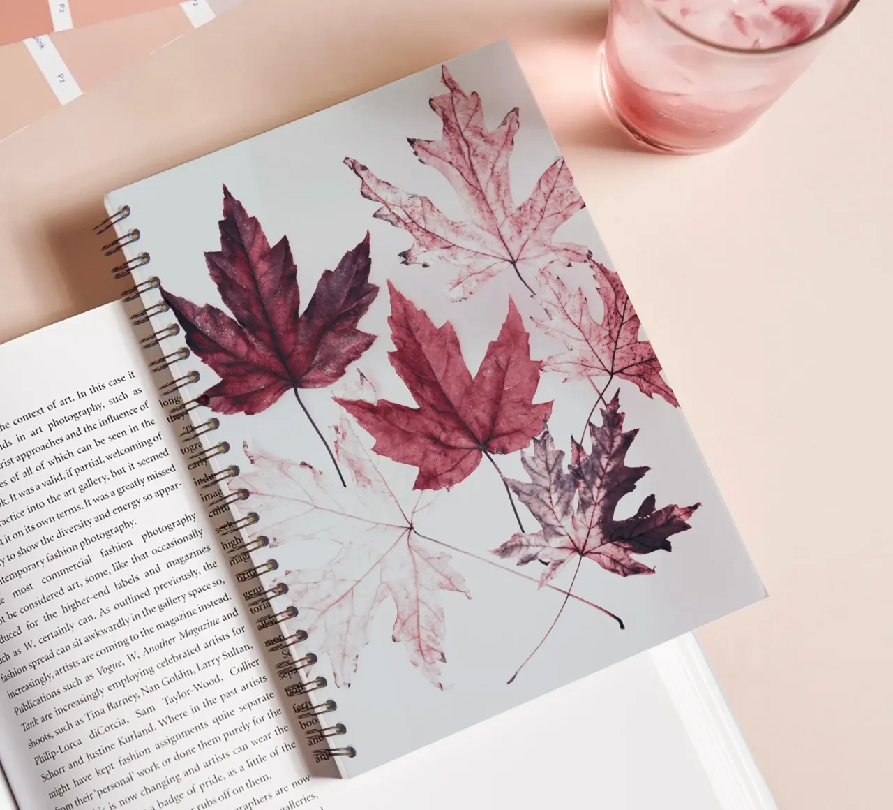 Leaves red maple spiral notebook by Teresa André
