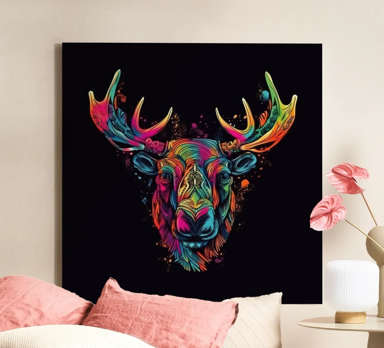 Tatoo Moose canvas by Animal Portraits