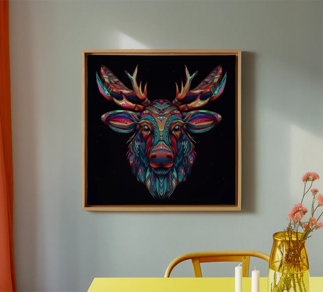 Tatoo Moose canvas with Floater frame by Animal Portraits