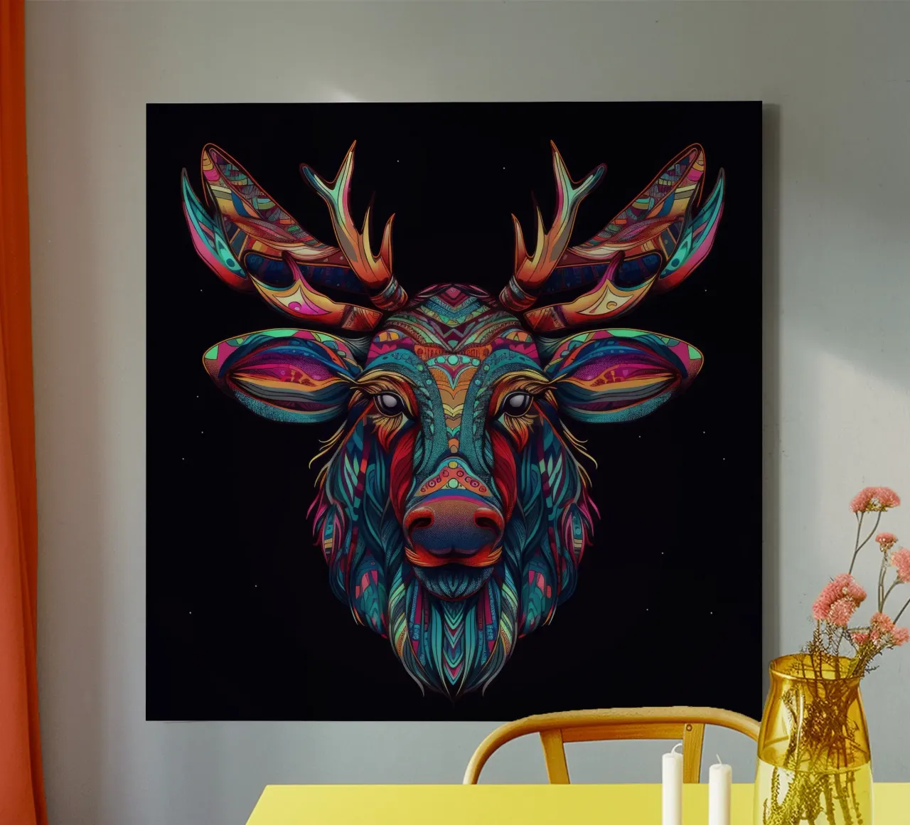 Tatoo Moose canvas with Floater frame by Animal Portraits