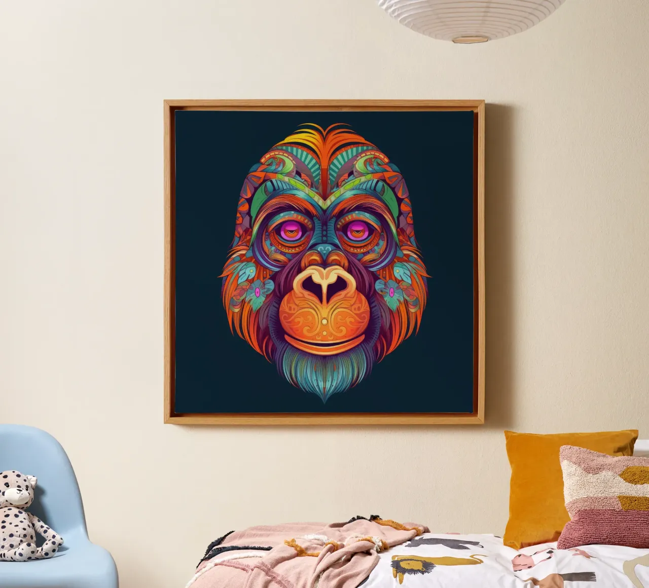 Orangutan Tatoo tela con Cornice a cassetta da Animal Portraits