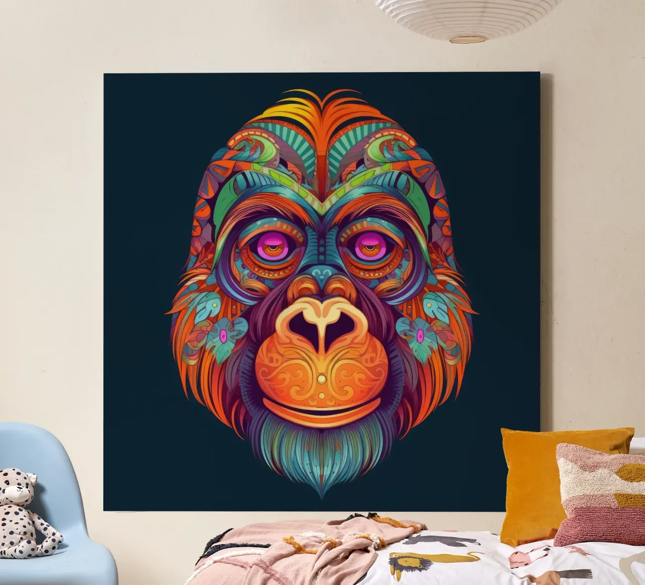 Orangutan Tatoo tela con Cornice a cassetta da Animal Portraits