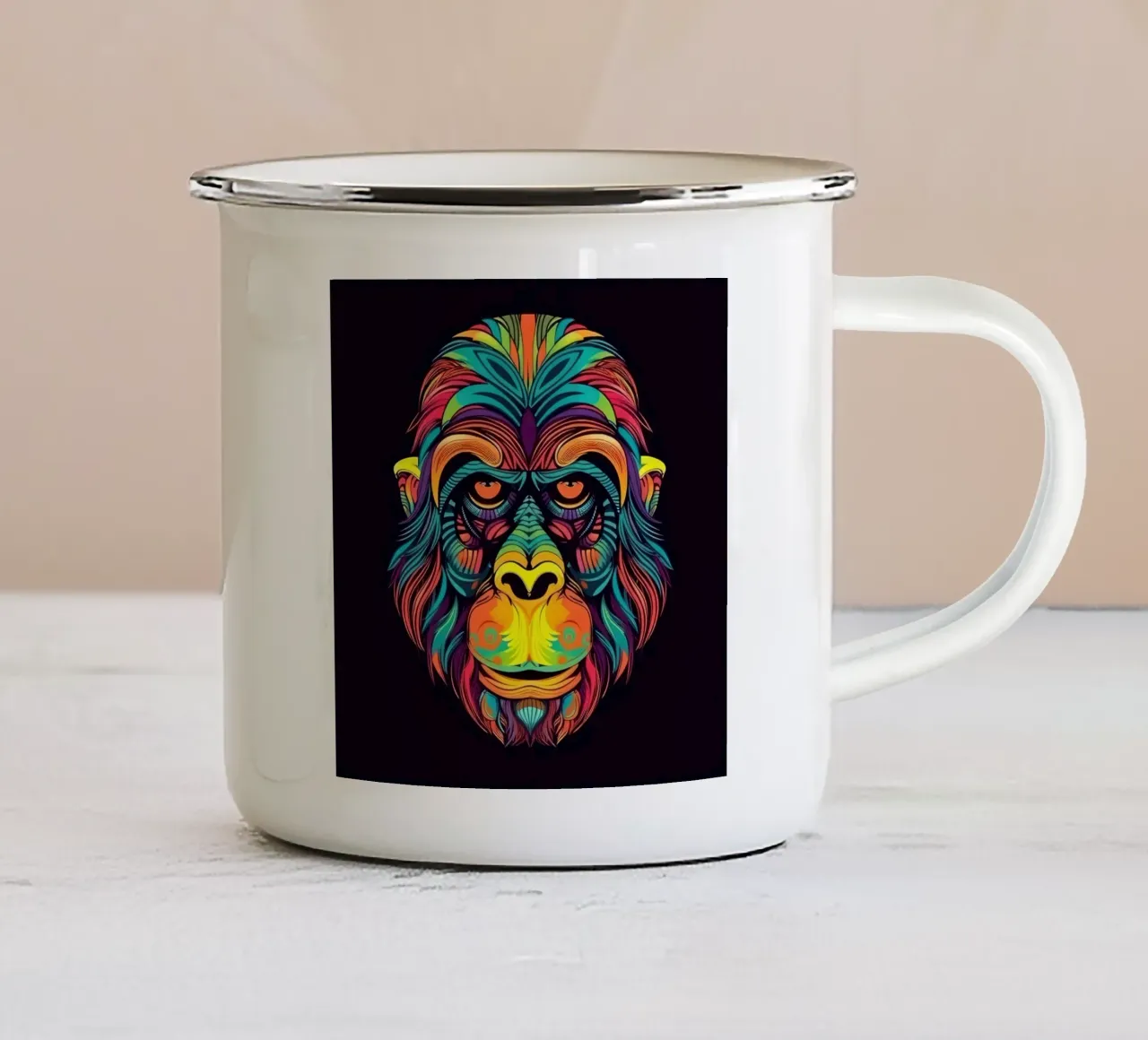 Tatoo orang-oetan emaille mok van Animal Portraits