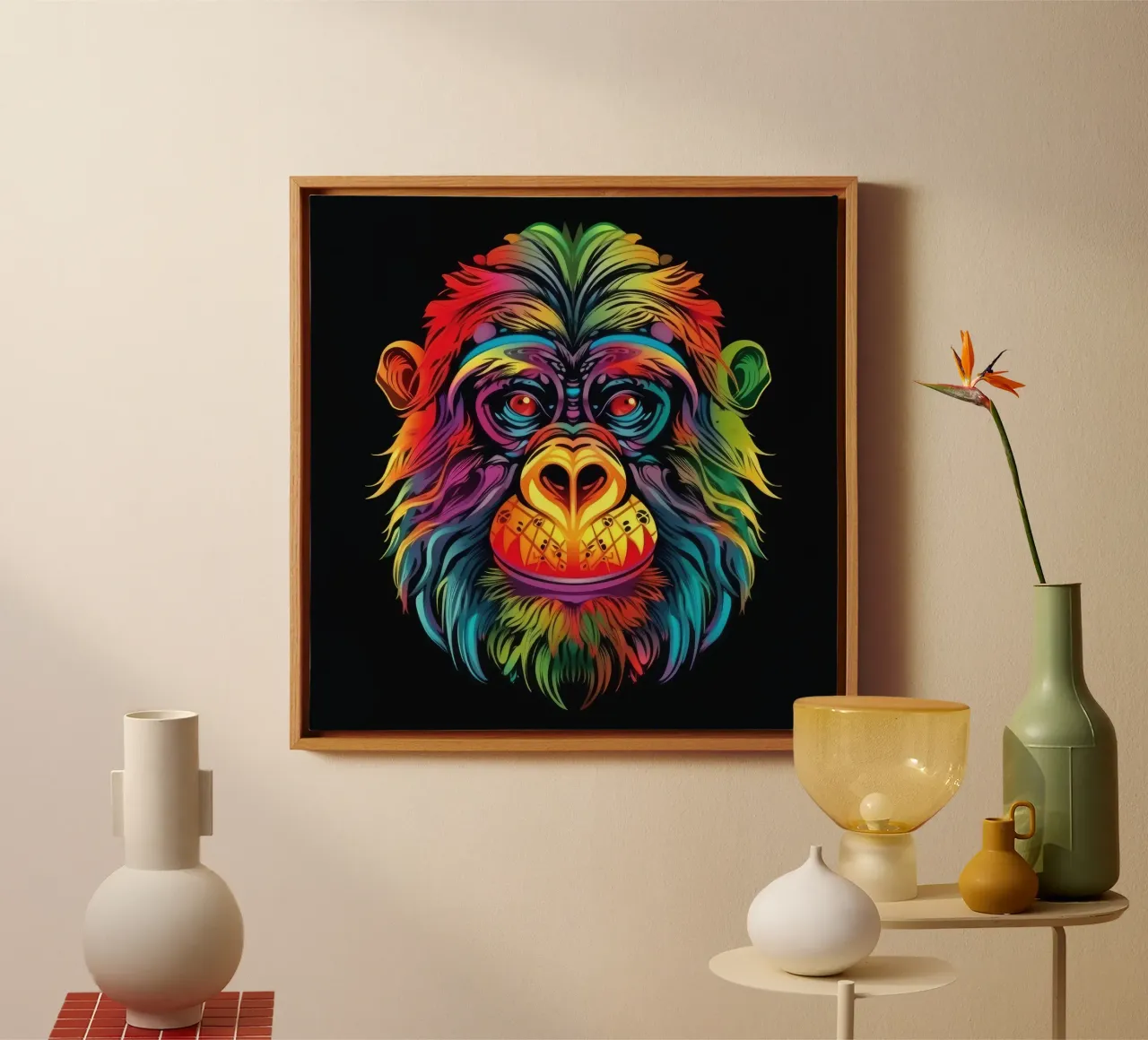 Tatoo orang-oetan canvas met Baklijst van Animal Portraits