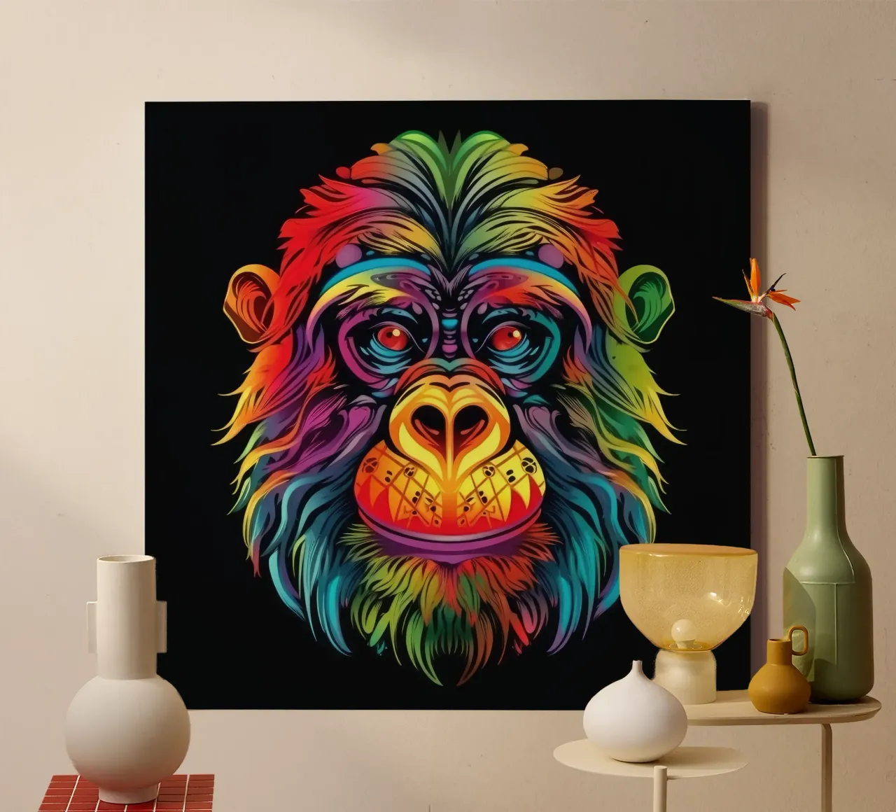 Tatoo orang-oetan canvas met Baklijst van Animal Portraits