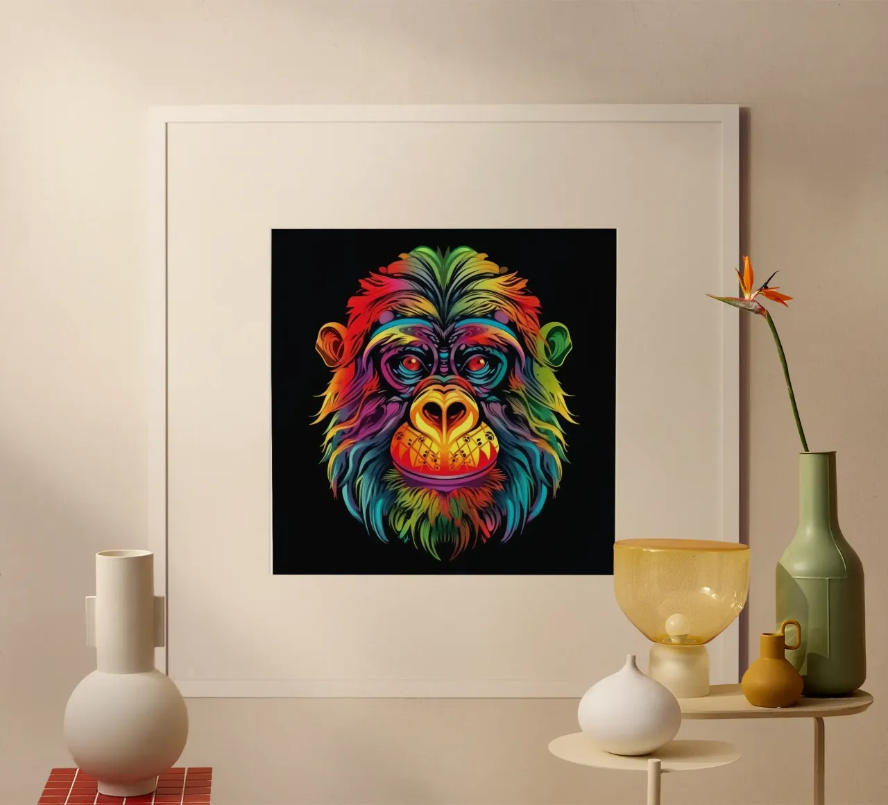 Orangutan Tatoo poster con telaio in alluminio da Animal Portraits