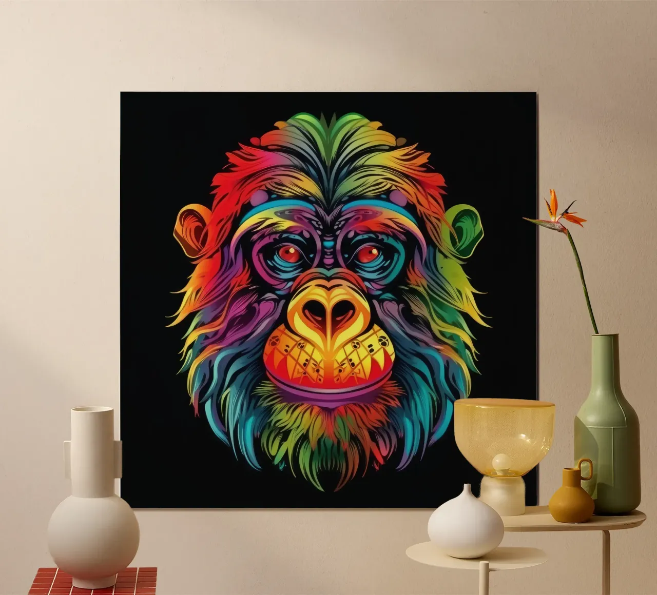 Orangutan Tatoo poster con telaio in alluminio da Animal Portraits