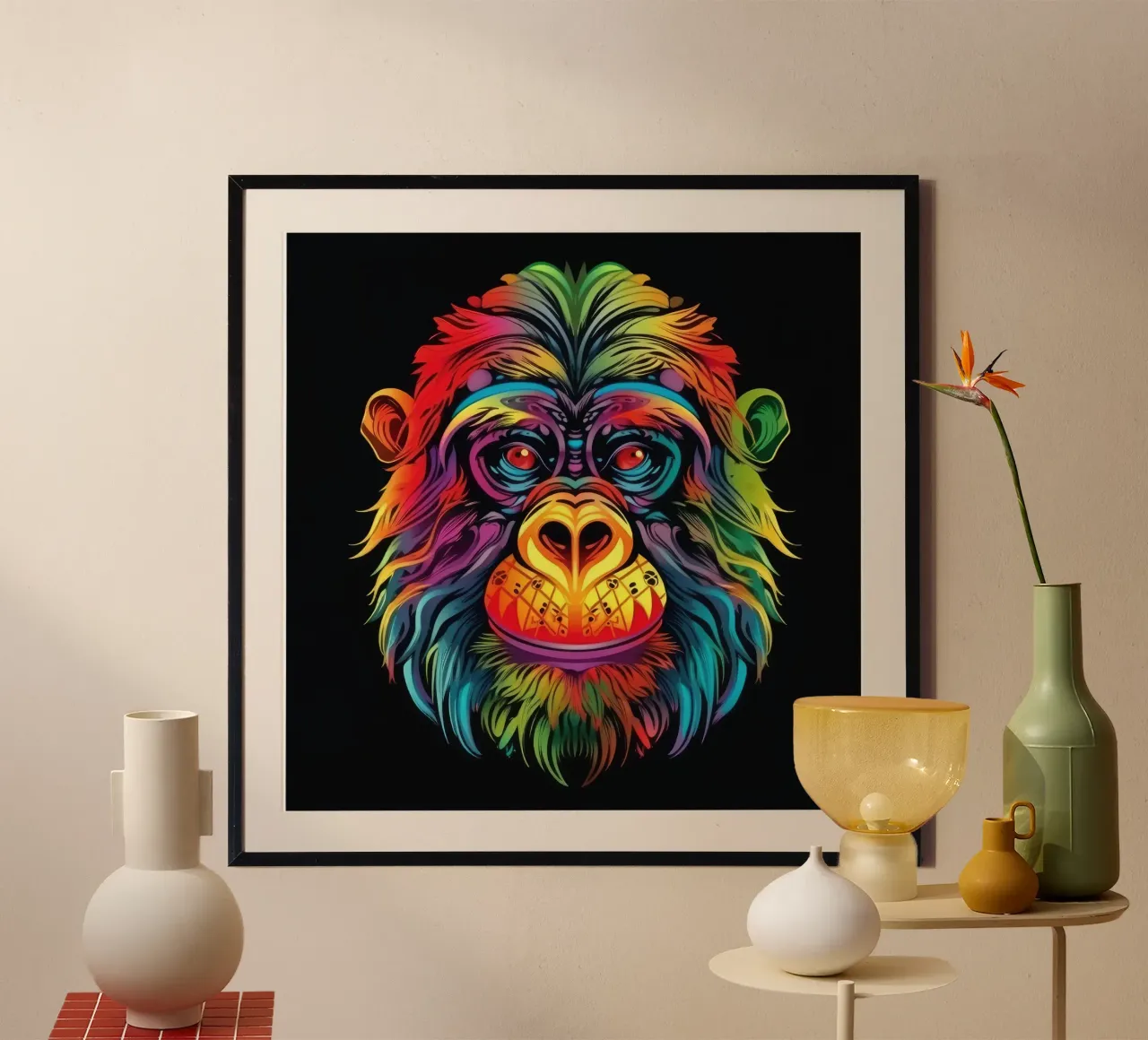 Orangutan Tatoo poster con telaio in alluminio da Animal Portraits