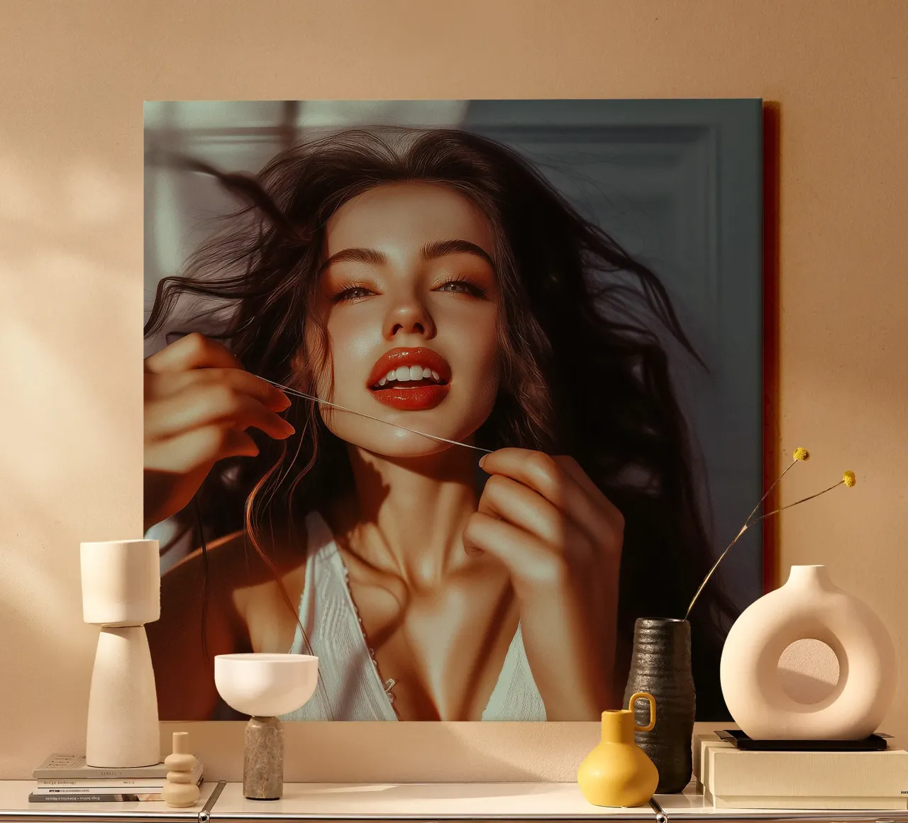 Dentist series - Floss your teeth tela con Cornice a cassetta da Synthaira