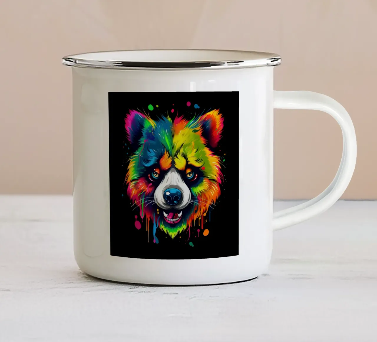 Tatoo Panda tazza in smalto da Animal Portraits