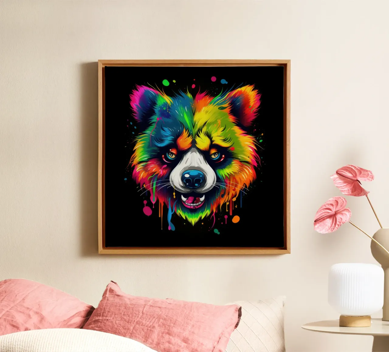 Tatoo Panda tela con Cornice a cassetta da Animal Portraits