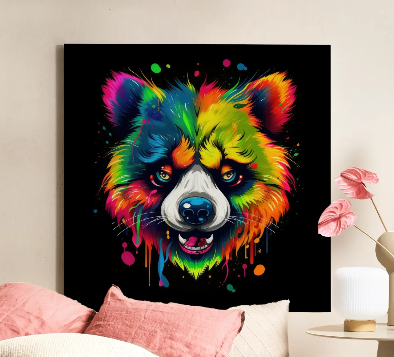 Tatoo Panda tela con Cornice a cassetta da Animal Portraits